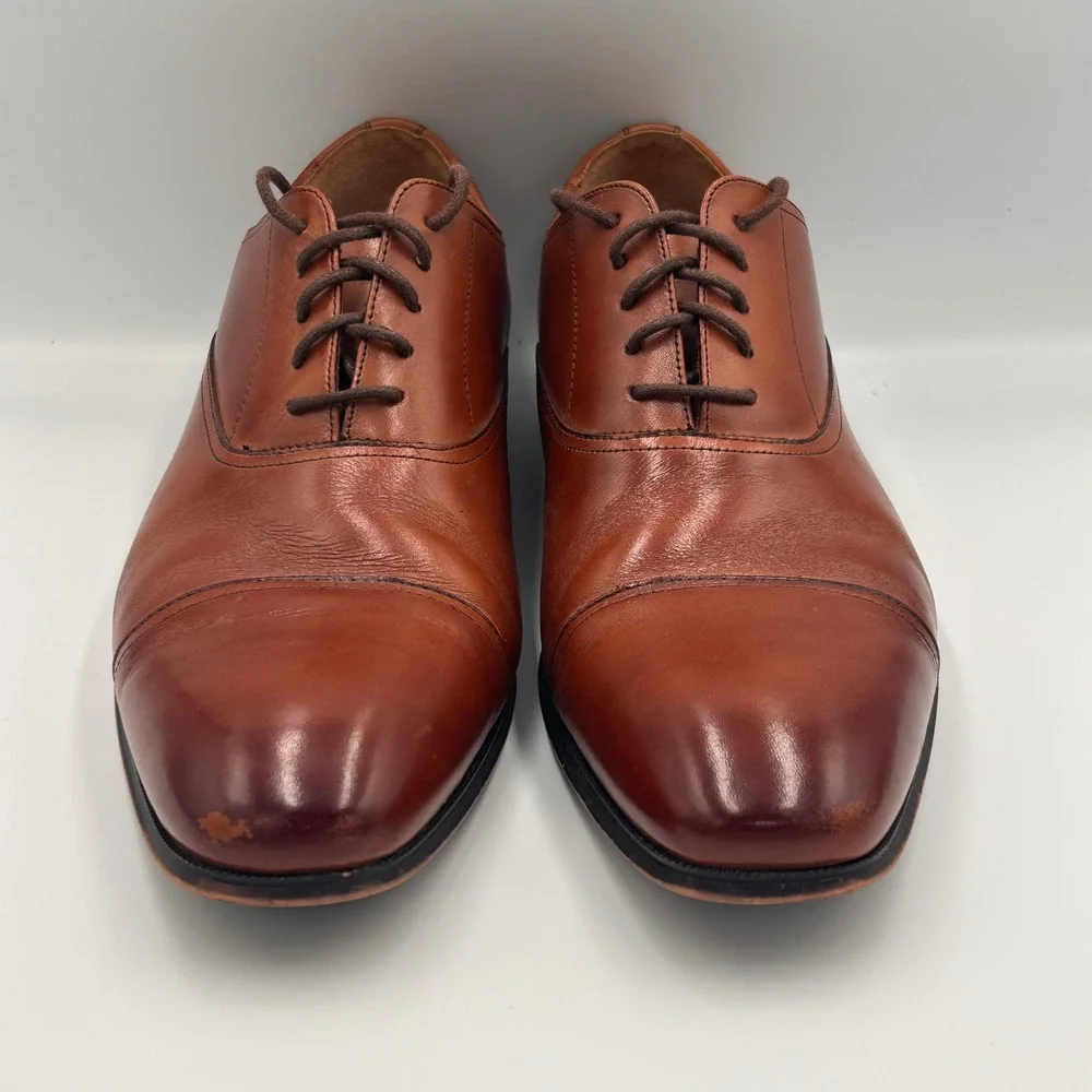 Florsheim Mens Cognac Brown Leather Cap Toe Oxford Dress Shoes 10D